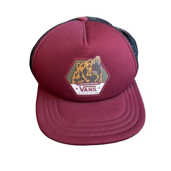 Lot Of 2 Vans Snapback Trucker Cap Hat Mens Red Black Skater Skateboard Bear - Picture 5 of 6